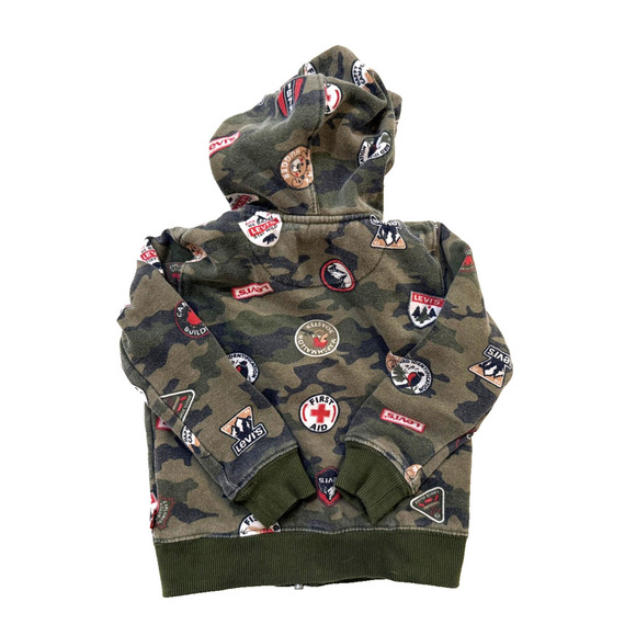 Levi's Hoodie Toddler Boys‎ 2T Green Camouflage Patch Graphic Zip Up Sweatshirt - Picture 4 of 5